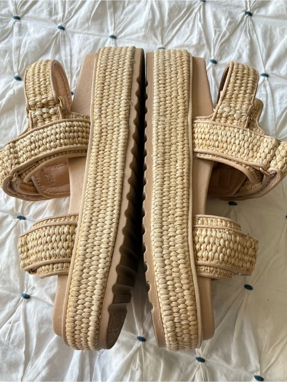 Steve Madden Women's Bigmona Platform Sandals - Natural Raffia - Size 7 -